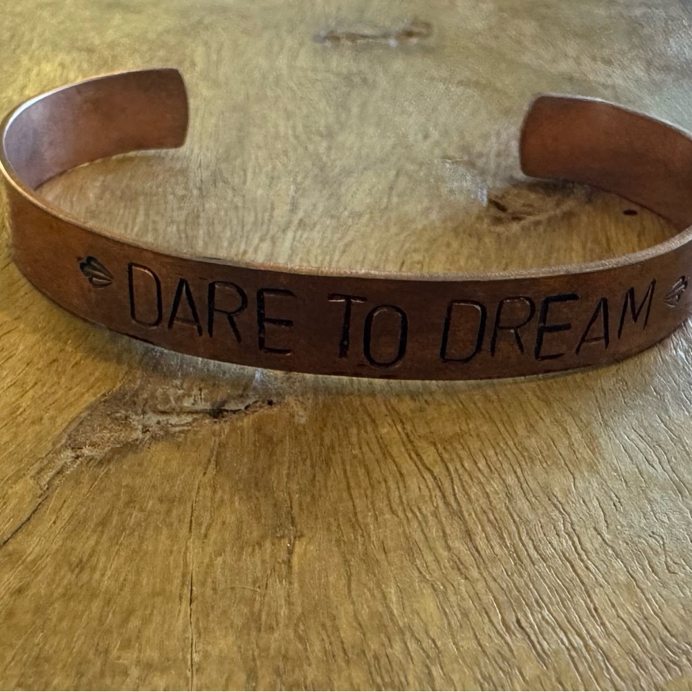 Copper Dare To Dream Stamped Bracelet